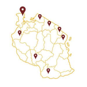 Mappa con indicata in grande la zona caffeicola da dove Ernani prende il suo monorigine robusta tanzania ed in piccolo tutte le altre zone caffeicole della tanzania